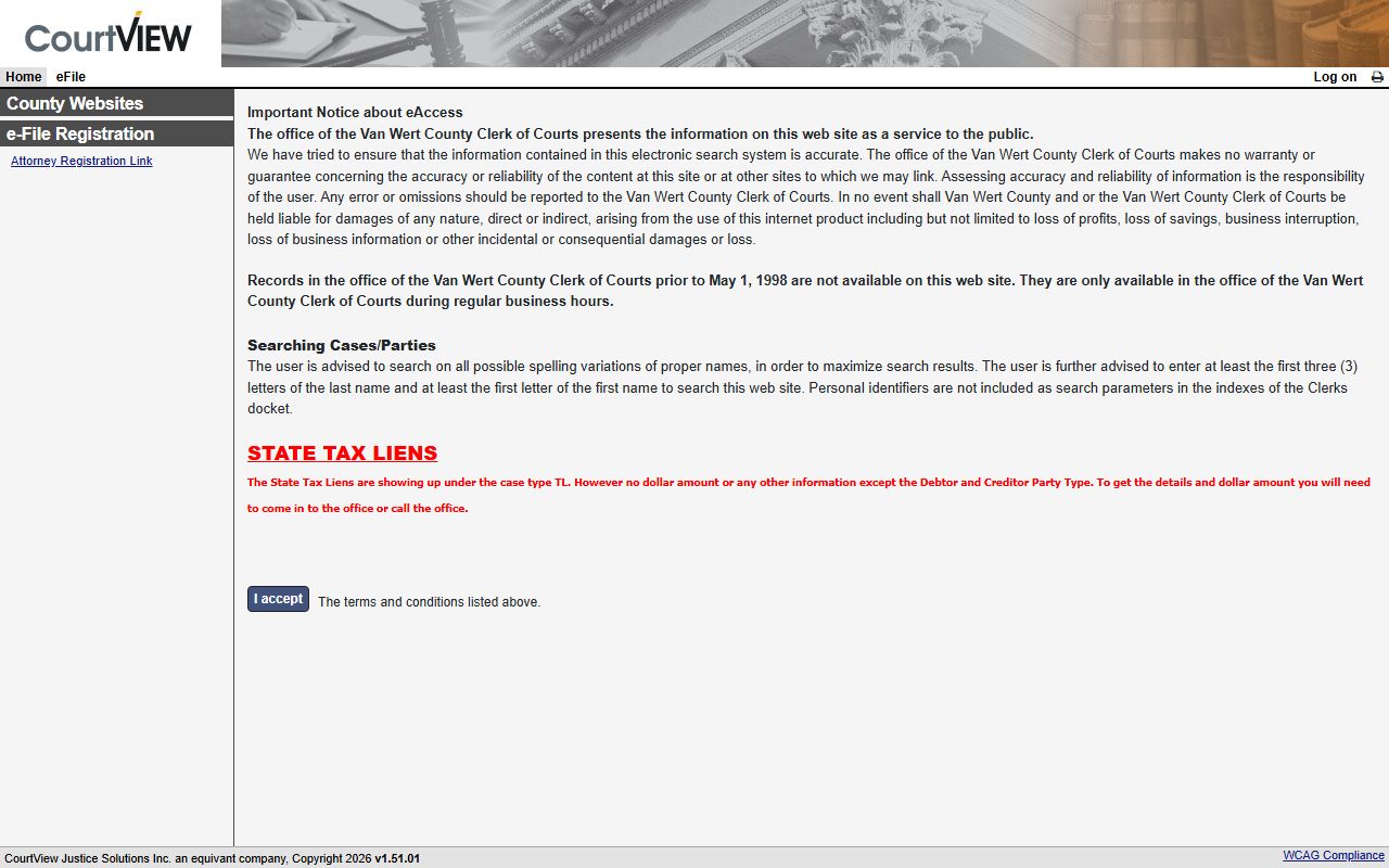 Van Wert County Common Pleas CourtView case lookup for court records after arrest