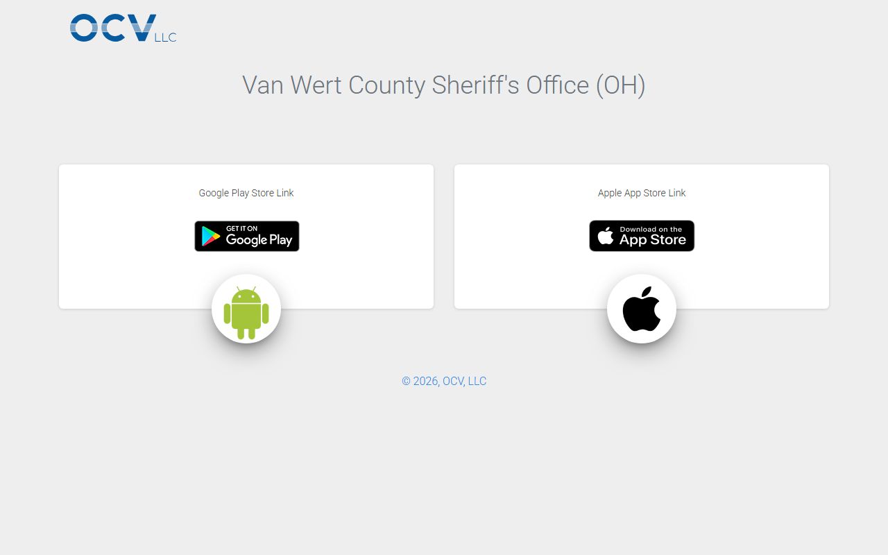 Van Wert County inmate roster sheriff app landing page