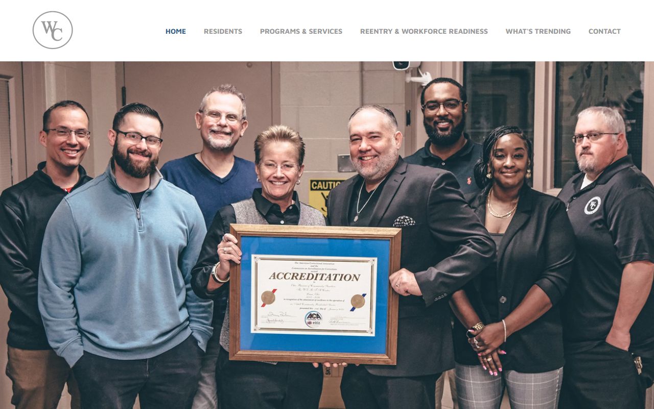 WORTH Center official website showing facility information, counties served, capacity, accreditation, and programs